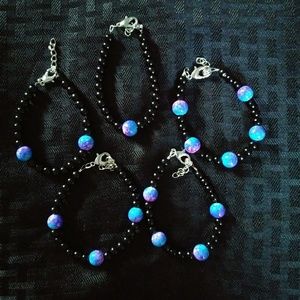 All black bracelet with 1 or multiple color beads